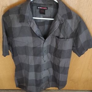 Checkered short sleeve button down L